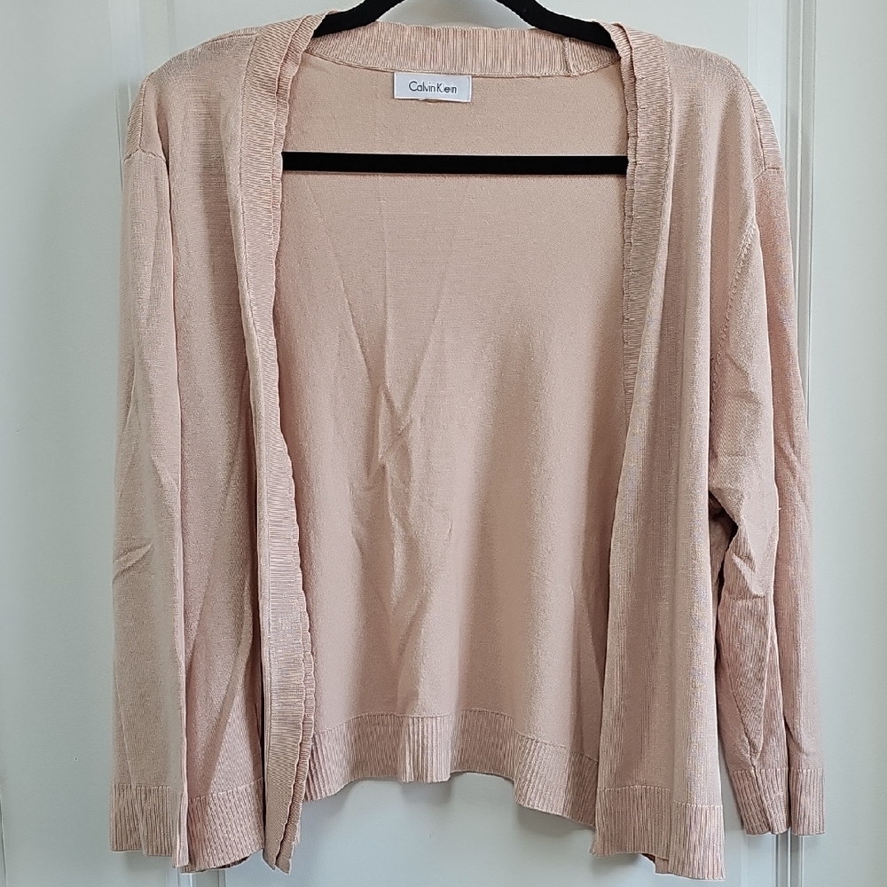 Calvin Klein Pink Cardigan Sweater Lightweight Knit